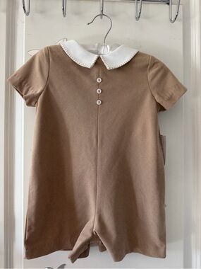 Edgehill Collection Tan One-Piece with White Peter Pan Collar